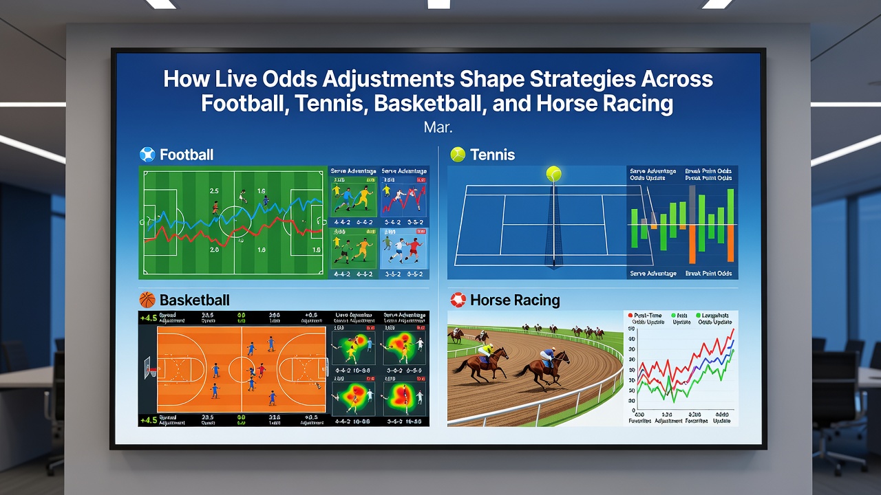 Basketball court action with live betting odds overlay updating during a scoring run