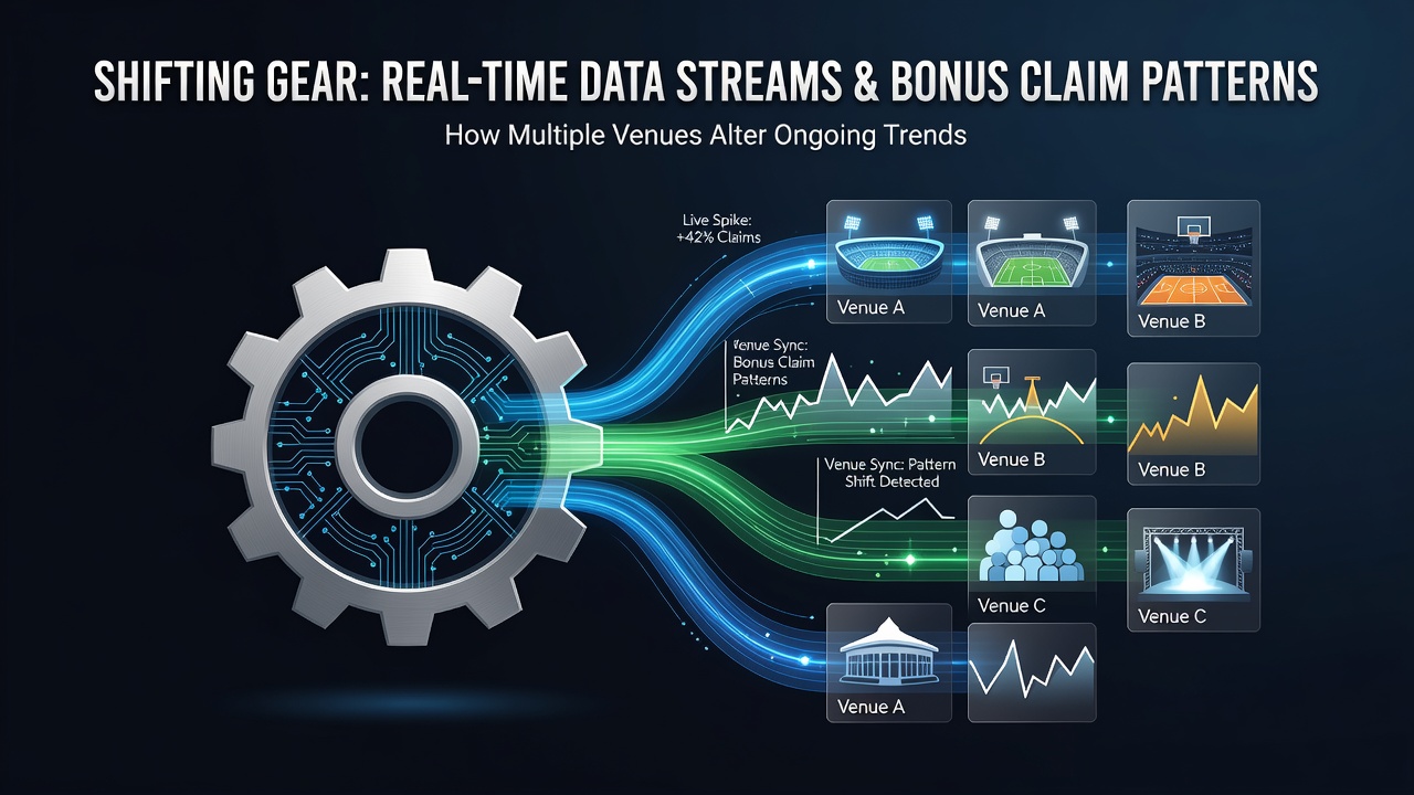 Multiple venue data dashboards showing live bonus claim adjustments during UK sporting events